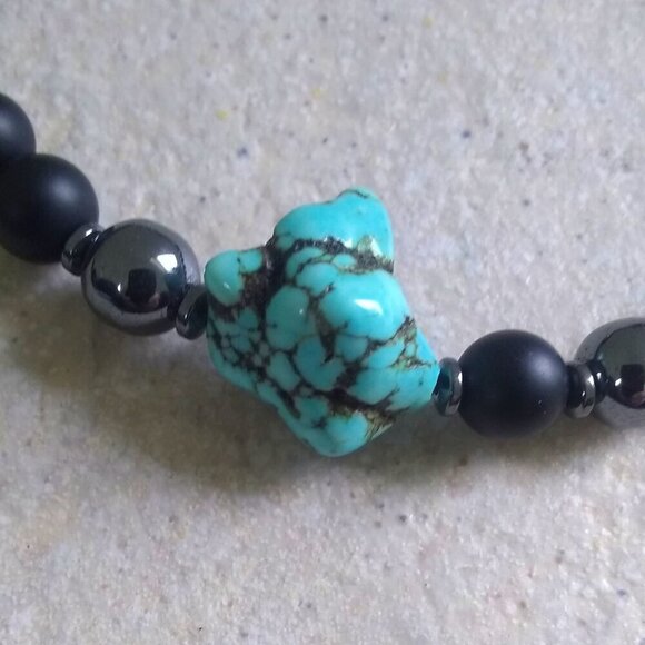Sexy & Sleek! Men's Hematite + Black Stone Bracelet - Father's Day Gift for Him! - Picture 7 of 14